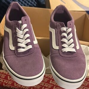 Vans Purple and White Low-Top Sneakers